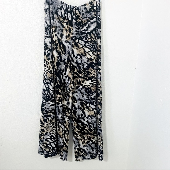 COCO BIANCO Animal Print Palazzo Pants Medium Super Wide Leg Pull On Pants EUC - Picture 1 of 8